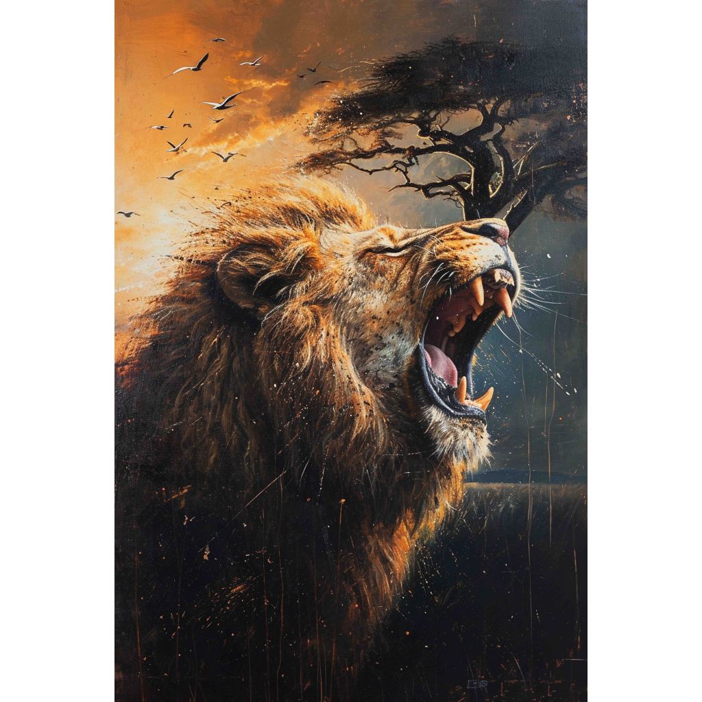 Quadro decorativo família de leão Religião Jesus Cristo e leão de Judá quarto sala coroa de espinhos, quadro leão