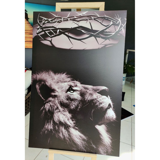 Quadro decorativo 90X60CM Religião Jesus Cristo e leão de Judá quarto sala coroa de espinhos