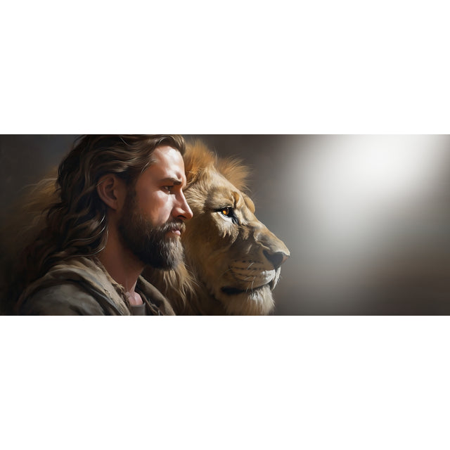 Quadro decorativo 90X60CM Religião Jesus Cristo e leão de Judá quarto sala coroa de espinhos