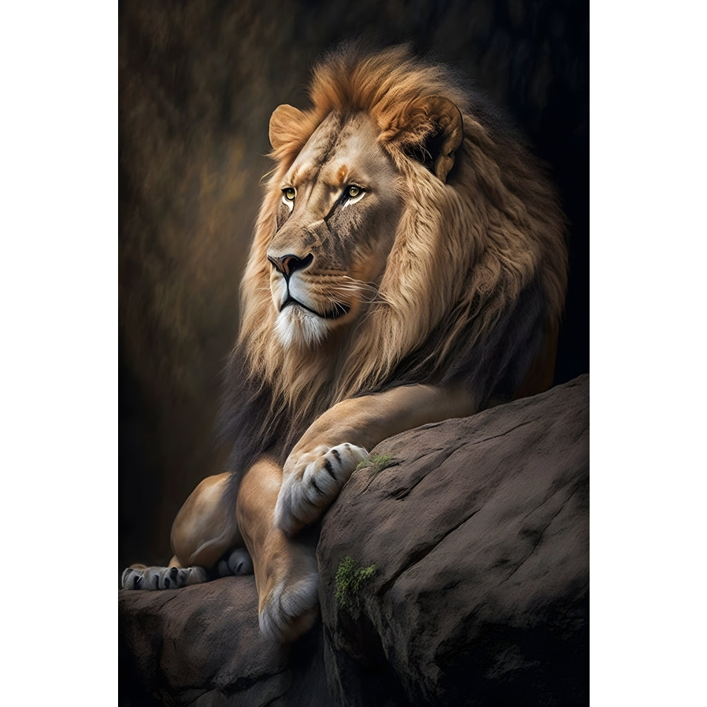 Quadro Leão grande 90x60cm. Imagens em alta resolução criadas por inteligência artificial mais de 50 opções de imagens