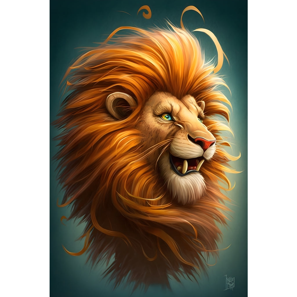 Quadro Leão grande 90x60cm. Imagens em alta resolução criadas por inteligência artificial mais de 50 opções de imagens