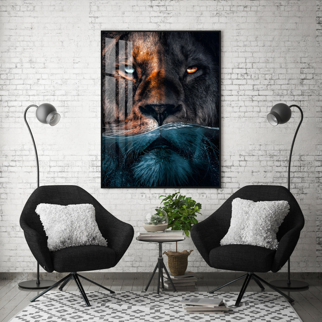 Quadro decorativo 90X60CM Religião Jesus Cristo e leão de Judá quarto sala coroa de espinhos