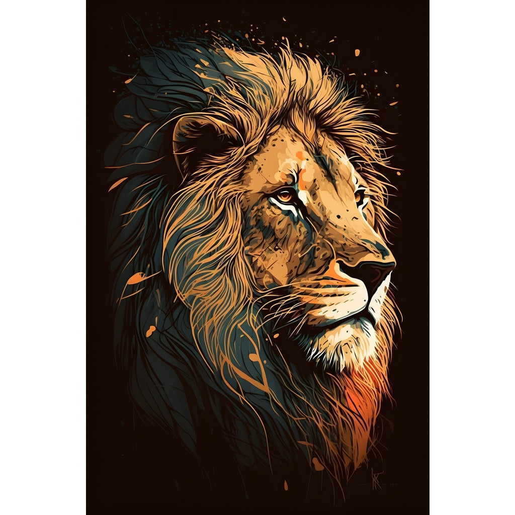 Quadro Leão grande 90x60cm. Imagens em alta resolução criadas por inteligência artificial mais de 50 opções de imagens