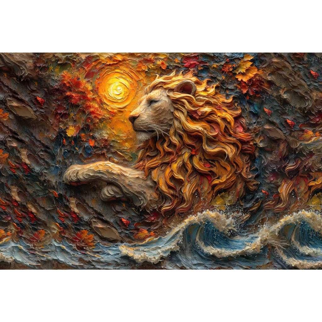 Quadro decorativo  família de leão Religião Jesus Cristo e leão de Judá quarto sala coroa de espinhos, quadro leão