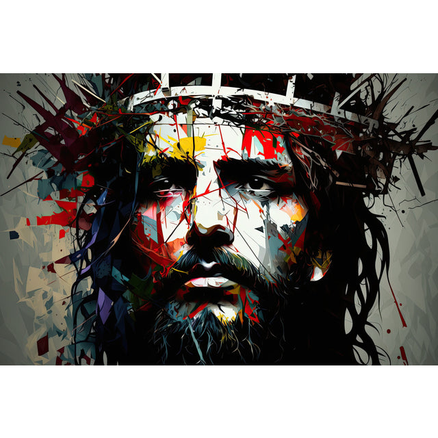 Quadro decorativo 90X60CM Religião Jesus Cristo e leão de Judá quarto sala coroa de espinhos