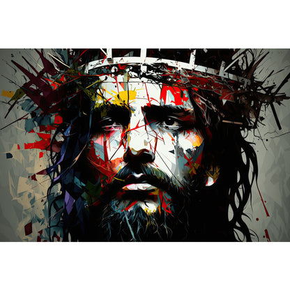 Quadro decorativo 90X60CM Religião Jesus Cristo e leão de Judá quarto sala coroa de espinhos