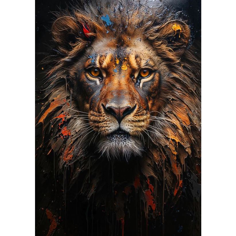 Quadro decorativo leão 90x60cm. foto em alta resolução em tecido sintético de alta qualidade.