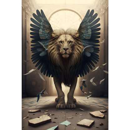 Quadro Leão grande 90x60cm. Imagens em alta resolução criadas por inteligência artificial mais de 50 opções de imagens