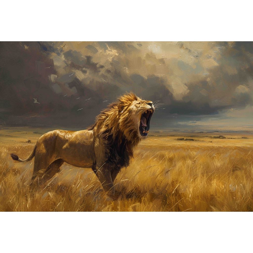 Quadro decorativo  família de leão Religião Jesus Cristo e leão de Judá quarto sala coroa de espinhos, quadro leão