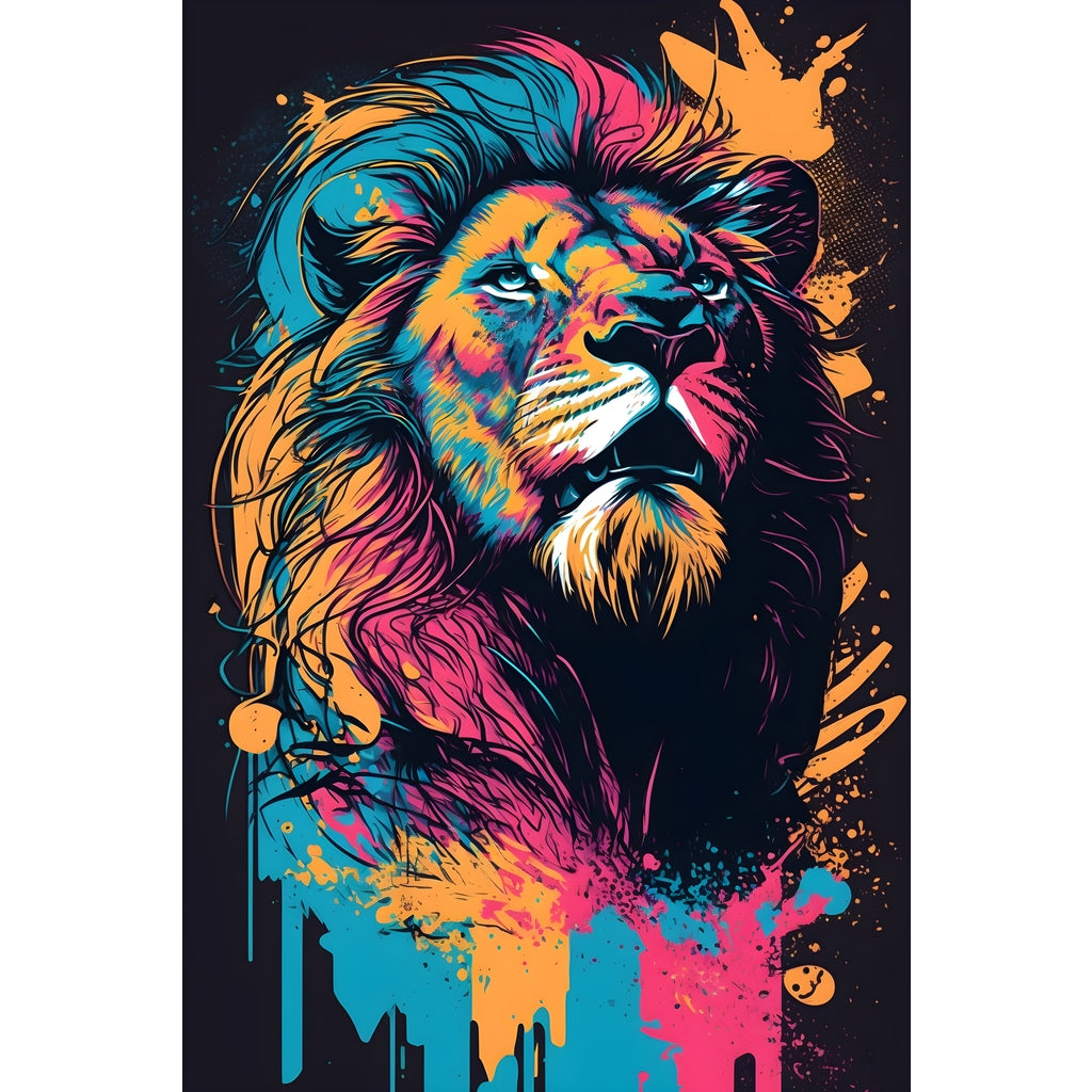 Quadro Leão grande 90x60cm. Imagens em alta resolução criadas por inteligência artificial mais de 50 opções de imagens