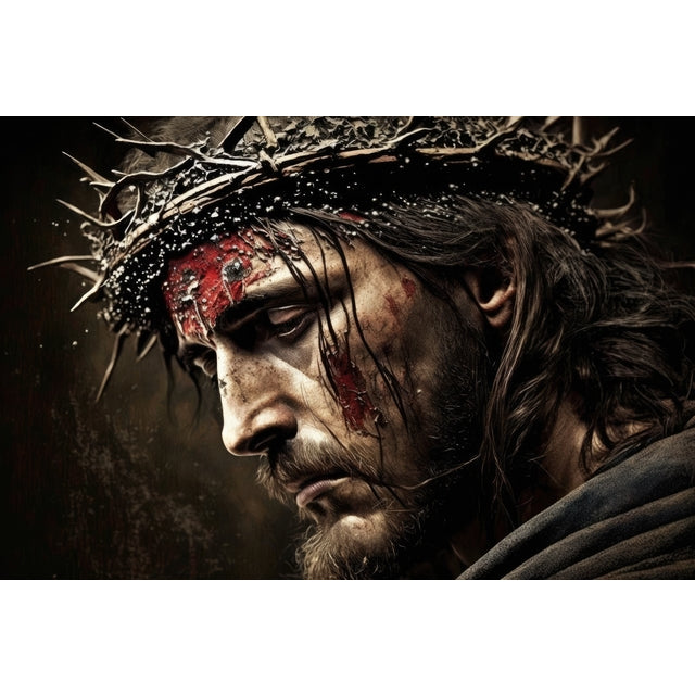 Quadro decorativo 90X60CM Religião Jesus Cristo e leão de Judá quarto sala coroa de espinhos