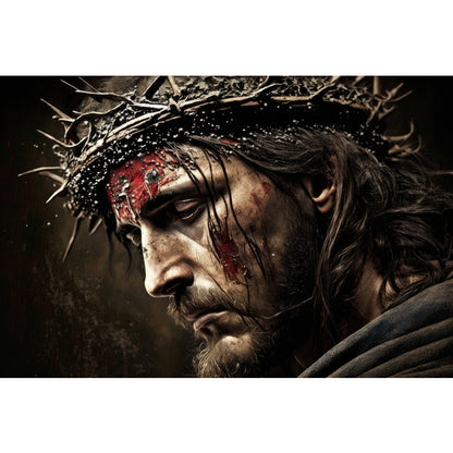 Quadro decorativo 90X60CM Religião Jesus Cristo e leão de Judá quarto sala coroa de espinhos