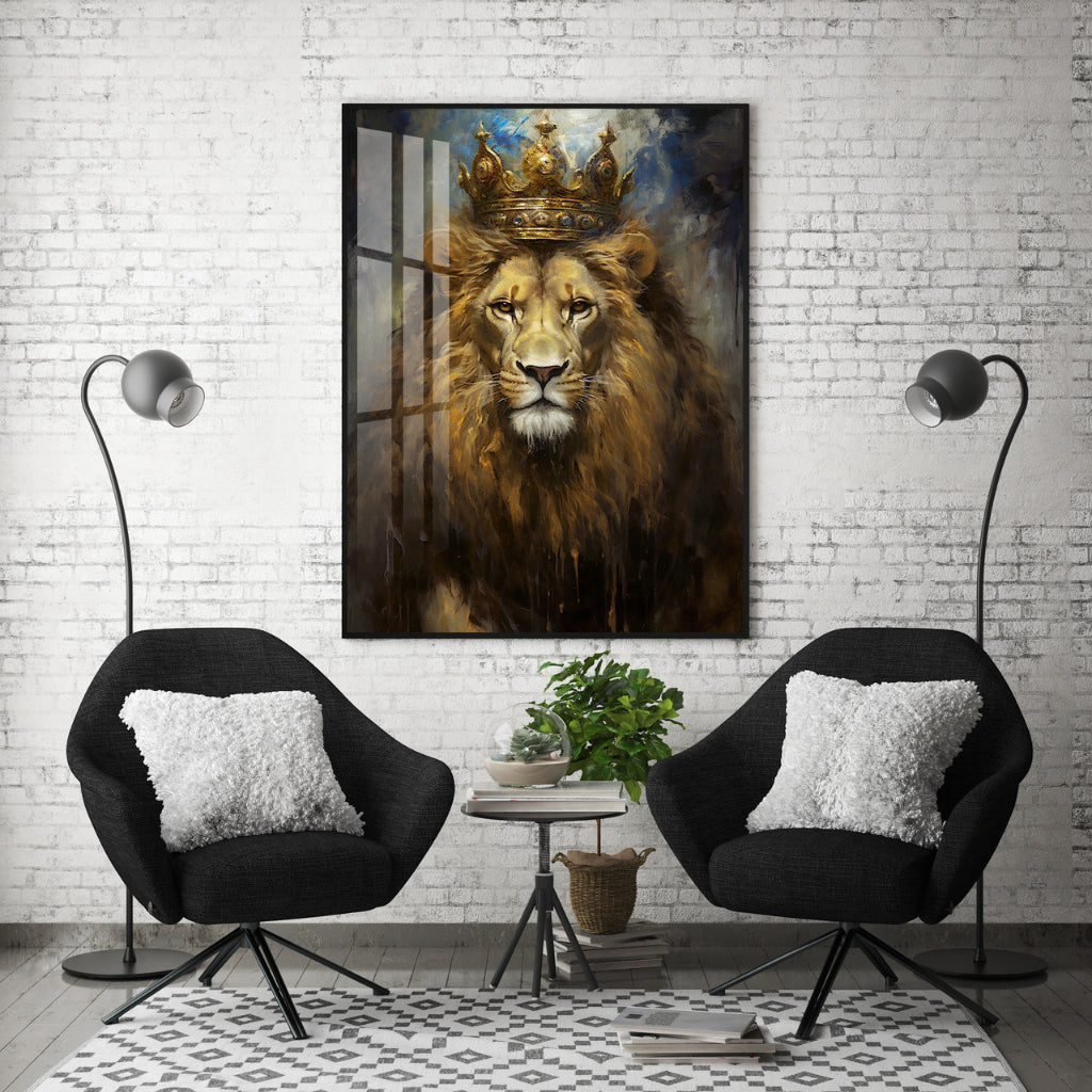 Quadro decorativo 90X60CM Religião Jesus Cristo e leão de Judá quarto sala coroa de espinhos