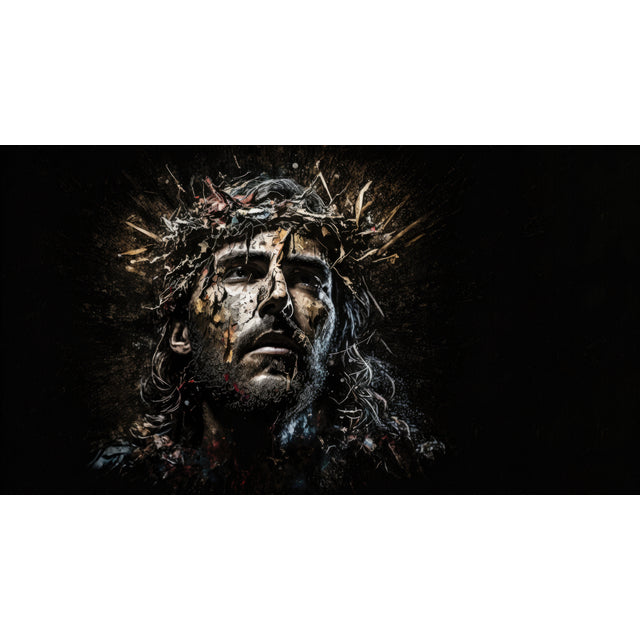 Quadro decorativo 90X60CM Religião Jesus Cristo e leão de Judá quarto sala coroa de espinhos