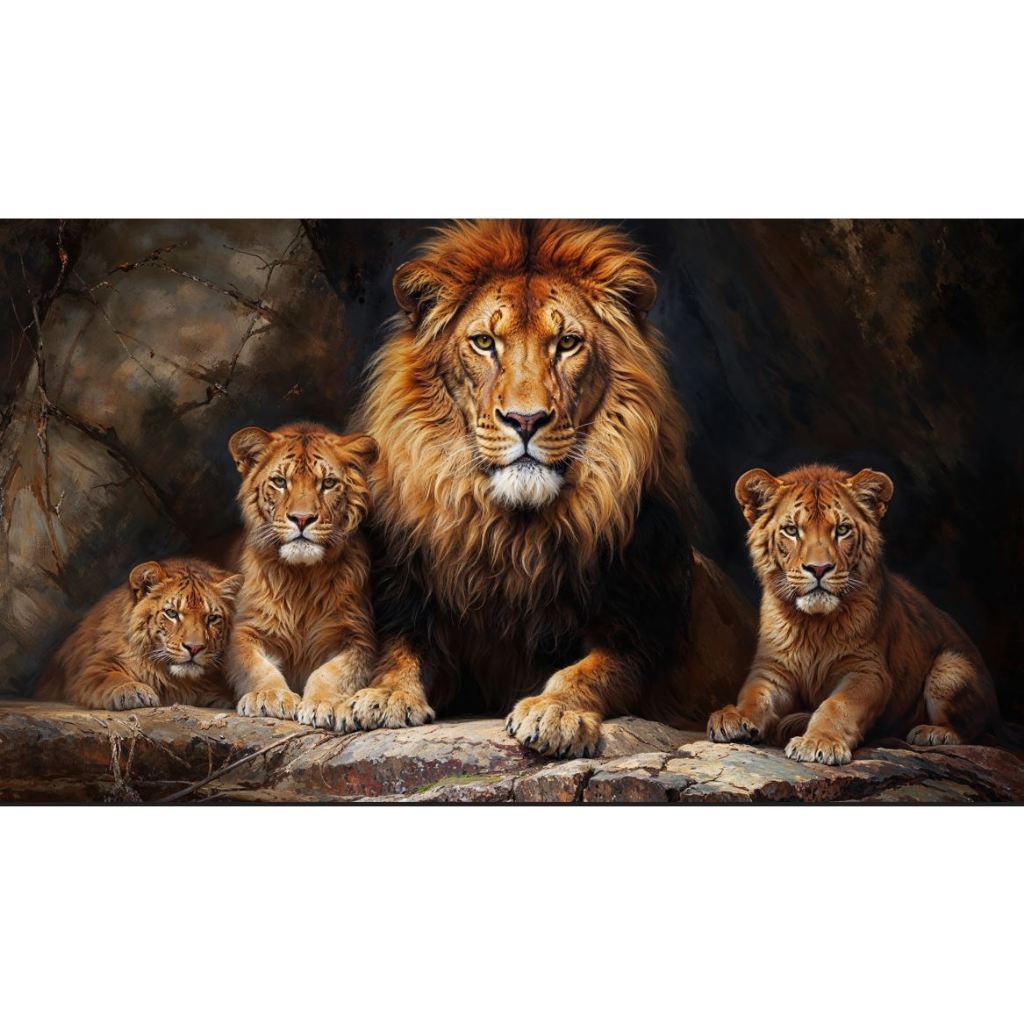 Quadro decorativo leão 90x60cm. foto em alta resolução em tecido sintético de alta qualidade.