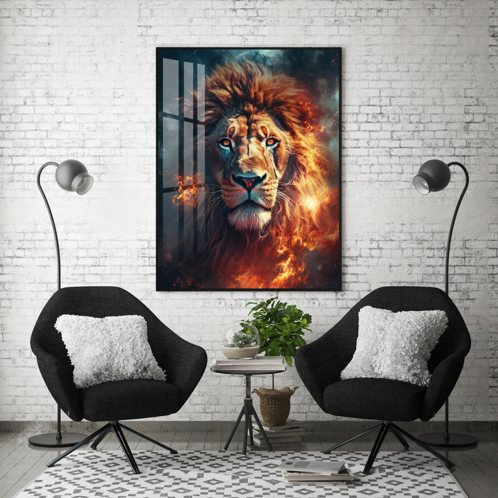 Quadro decorativo 90X60CM Religião Jesus Cristo e leão de Judá quarto sala coroa de espinhos