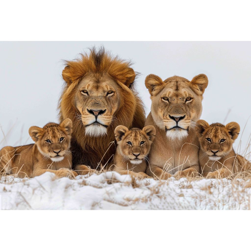 Quadro decorativo  família de leão Religião Jesus Cristo e leão de Judá quarto sala coroa de espinhos, quadro leão