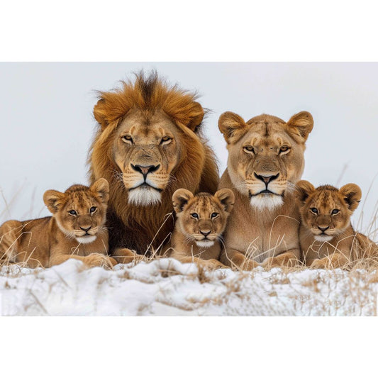 Quadro decorativo  família de leão Religião Jesus Cristo e leão de Judá quarto sala coroa de espinhos, quadro leão