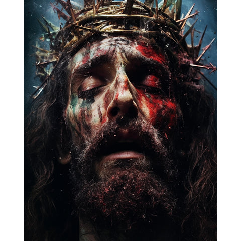 Quadro decorativo 90X60CM Religião Jesus Cristo e leão de Judá quarto sala coroa de espinhos