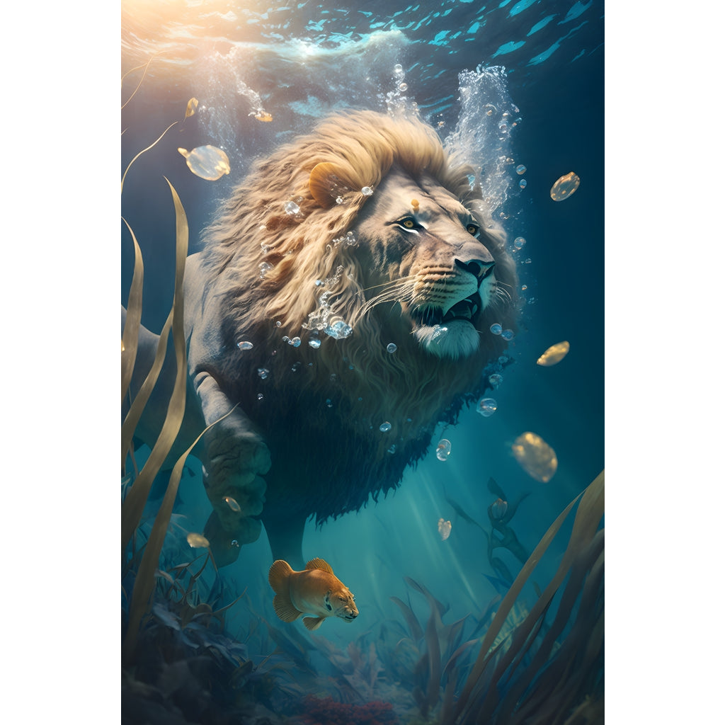 Quadro Leão grande 90x60cm. Imagens em alta resolução criadas por inteligência artificial mais de 50 opções de imagens