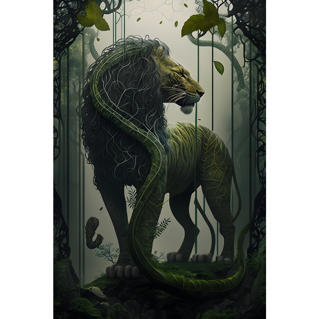 Quadro Leão grande 90x60cm. Imagens em alta resolução criadas por inteligência artificial mais de 50 opções de imagens