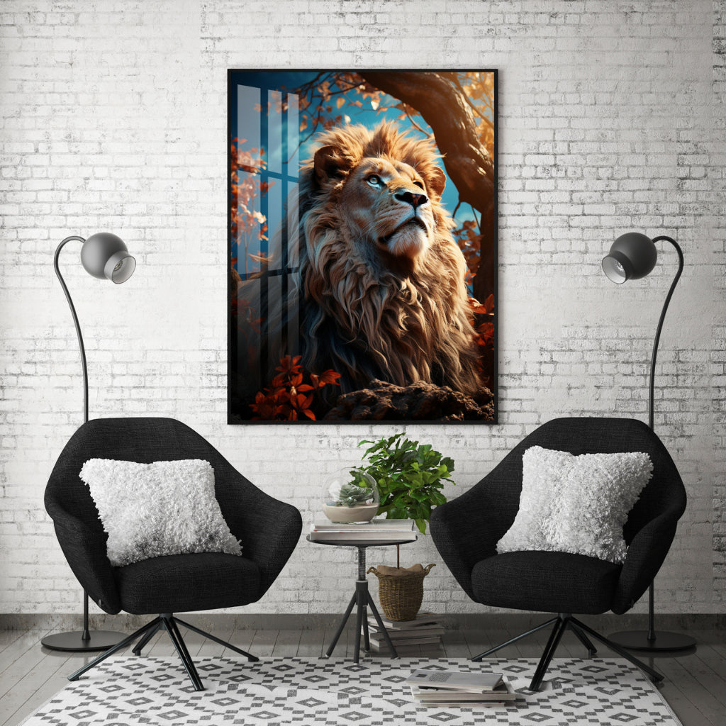 Quadro decorativo 90X60CM Religião Jesus Cristo e leão de Judá quarto sala coroa de espinhos