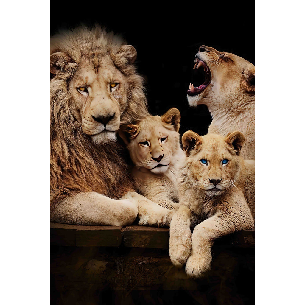 Quadro decorativo leão 90x60cm. foto em alta resolução em tecido sintético de alta qualidade.