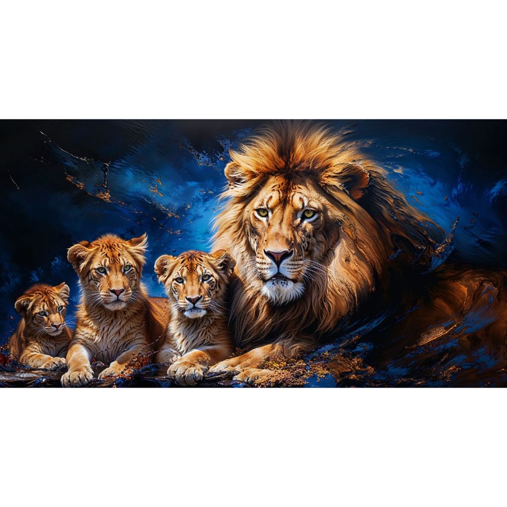 Quadro decorativo leão 90x60cm. foto em alta resolução em tecido sintético de alta qualidade.