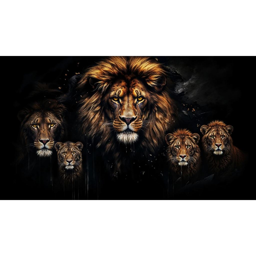 Quadro decorativo leão 90x60cm. foto em alta resolução em tecido sintético de alta qualidade.