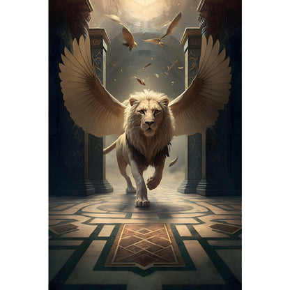 Quadro Leão grande 90x60cm. Imagens em alta resolução criadas por inteligência artificial mais de 50 opções de imagens