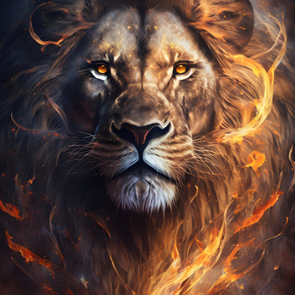 Quadro Leão grande 90x60cm. Imagens em alta resolução criadas por inteligência artificial mais de 50 opções de imagens