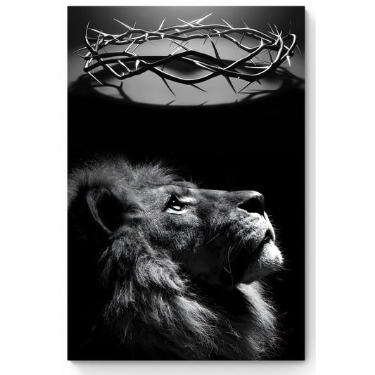 Quadro decorativo 90X60CM Religião Jesus Cristo e leão de Judá quarto sala coroa de espinhos