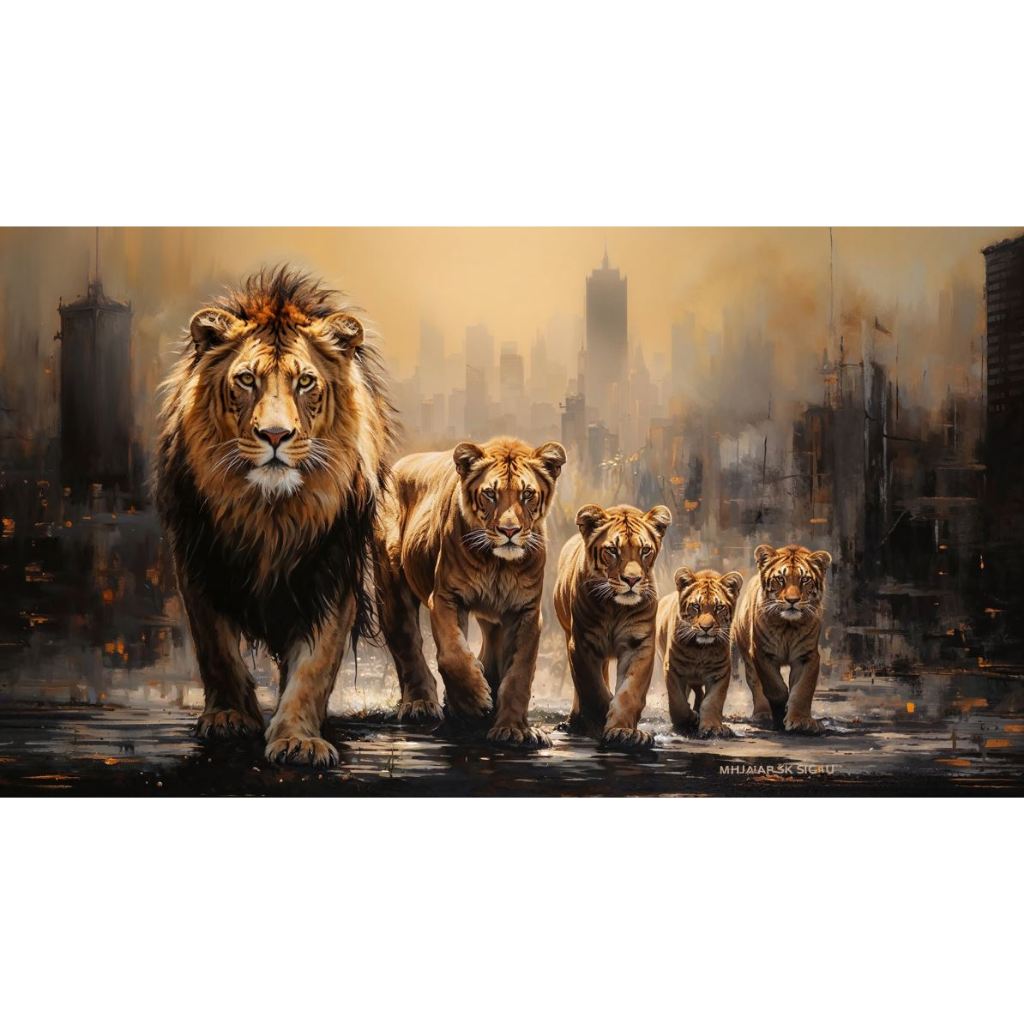 Quadro decorativo leão 90x60cm. foto em alta resolução em tecido sintético de alta qualidade.