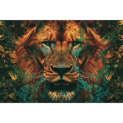 Quadro decorativo  família de leão Religião Jesus Cristo e leão de Judá quarto sala coroa de espinhos, quadro leão