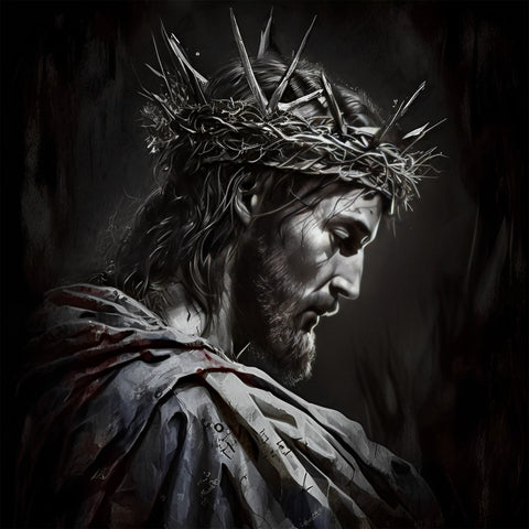 Quadro decorativo 90X60CM Religião Jesus Cristo e leão de Judá quarto sala coroa de espinhos