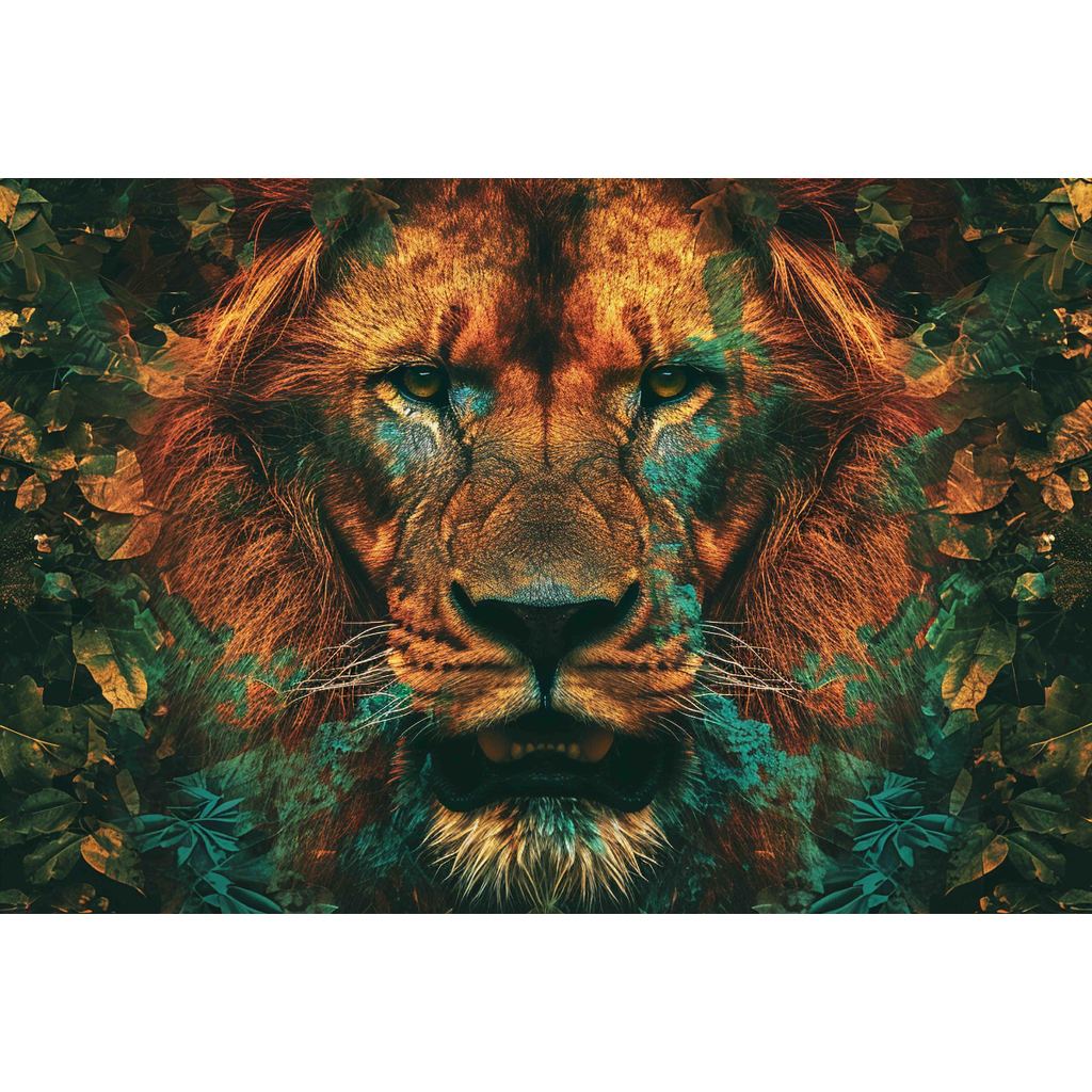 Quadro decorativo  família de leão Religião Jesus Cristo e leão de Judá quarto sala coroa de espinhos, quadro leão