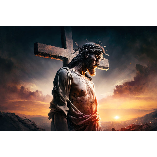 Quadro decorativo 90X60CM Religião Jesus Cristo e leão de Judá quarto sala coroa de espinhos