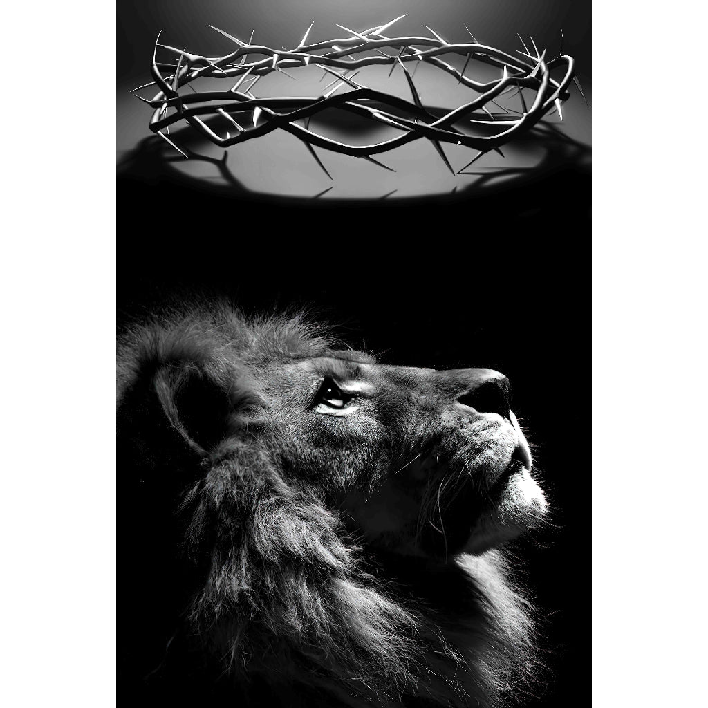 Quadro decorativo 90X60CM Religião Jesus Cristo e leão de Judá quarto sala coroa de espinhos