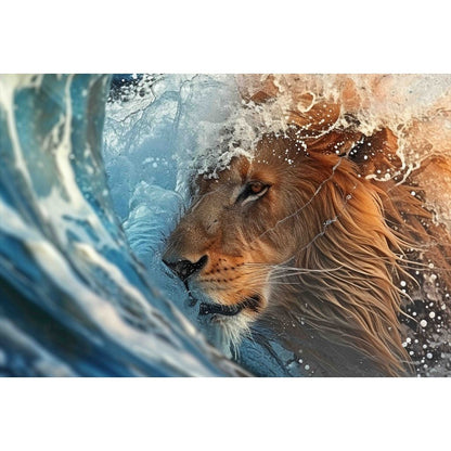 Quadro decorativo  família de leão Religião Jesus Cristo e leão de Judá quarto sala coroa de espinhos, quadro leão