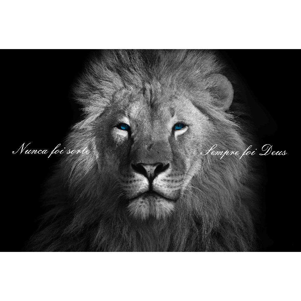 Quadro decorativo leão 90x60cm. foto em alta resolução em tecido sintético de alta qualidade.