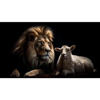 Quadro decorativo 90X60CM Religião Jesus Cristo e leão de Judá quarto sala coroa de espinhos