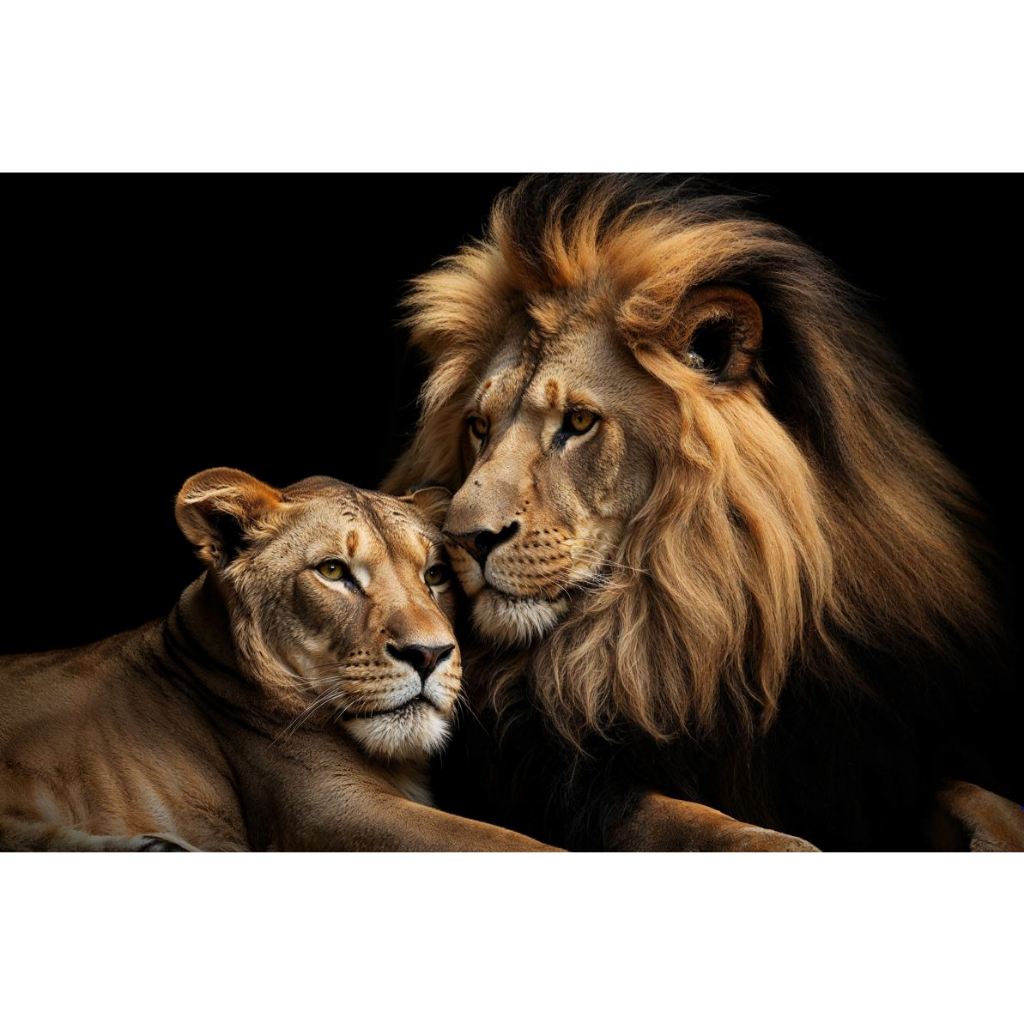 Quadro decorativo leão 90x60cm. foto em alta resolução em tecido sintético de alta qualidade.