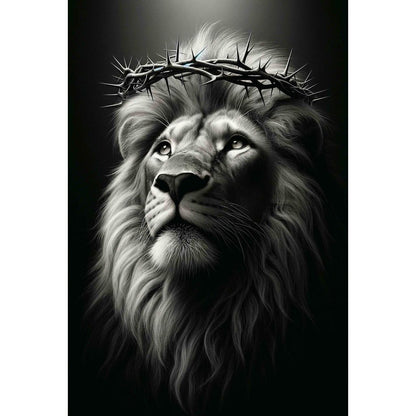 Quadro decorativo  família de leão Religião Jesus Cristo e leão de Judá quarto sala coroa de espinhos, quadro leão