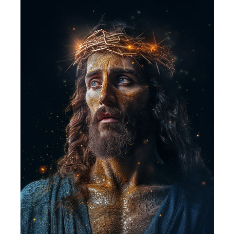 Quadro decorativo 90X60CM Religião Jesus Cristo e leão de Judá quarto sala coroa de espinhos
