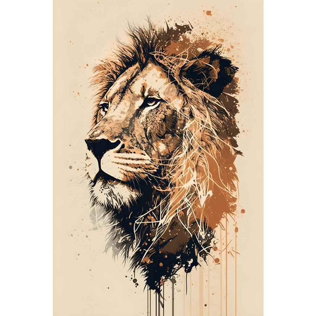 Quadro Leão grande 90x60cm. Imagens em alta resolução criadas por inteligência artificial mais de 50 opções de imagens