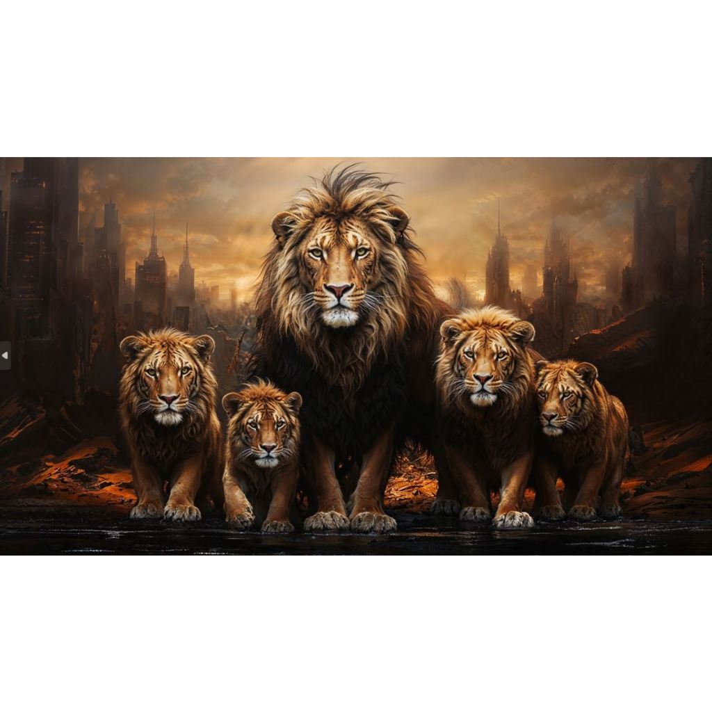 Quadro decorativo leão 90x60cm. foto em alta resolução em tecido sintético de alta qualidade.