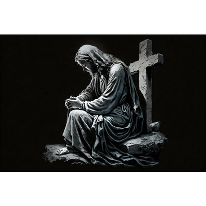 Quadro decorativo 90X60CM Religião Jesus Cristo e leão de Judá quarto sala coroa de espinhos