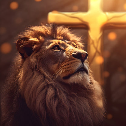 Quadro decorativo 90X60CM Religião Jesus Cristo e leão de Judá quarto sala coroa de espinhos