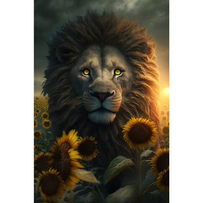 Quadro Leão grande 90x60cm. Imagens em alta resolução criadas por inteligência artificial mais de 50 opções de imagens