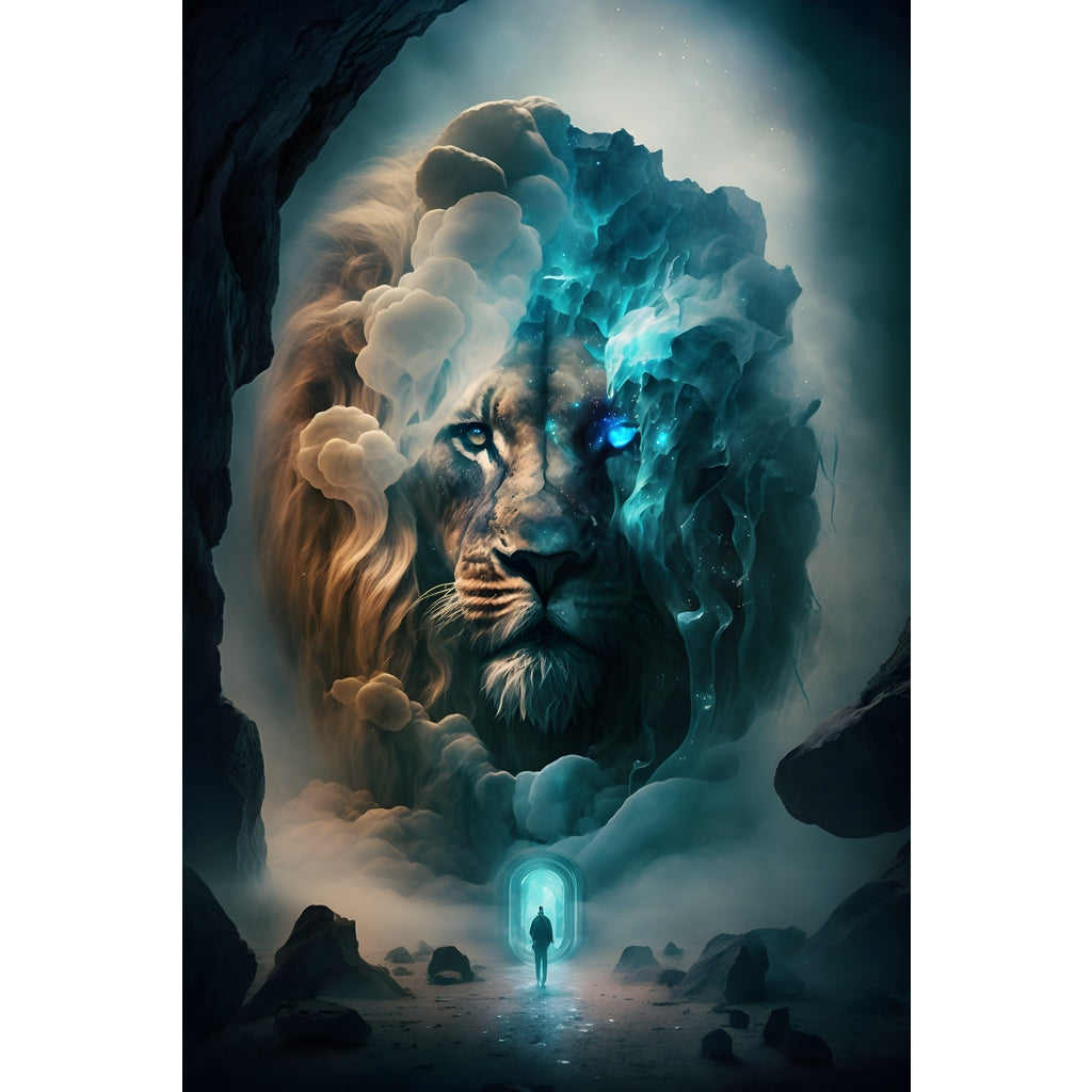 Quadro Leão grande 90x60cm. Imagens em alta resolução criadas por inteligência artificial mais de 50 opções de imagens